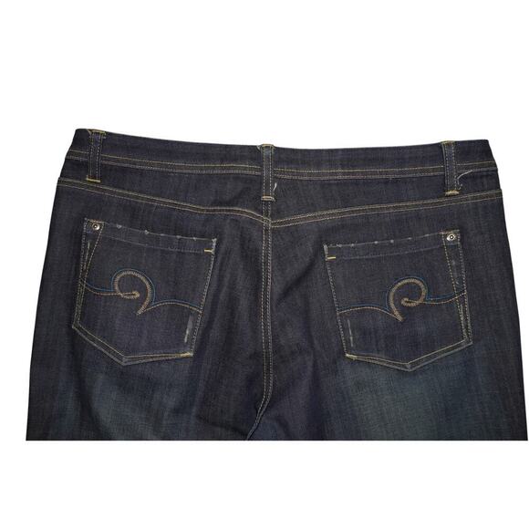 Rocawear Women’s Flare Leg Jeans Size 13 Dark Wash Embroidered Pocket Mid Rise - Picture 4 of 6